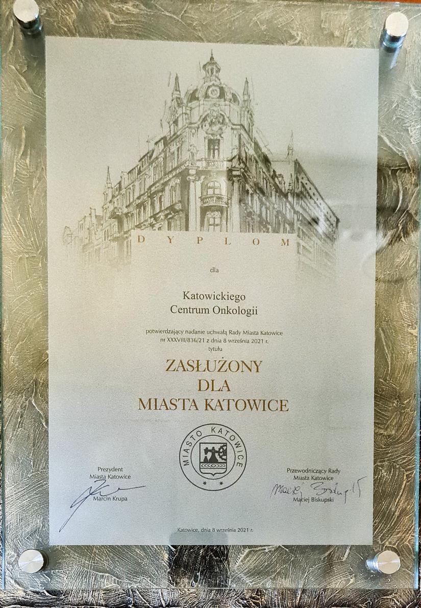 Dyplom - Zasłużony dla Miasta Katowice