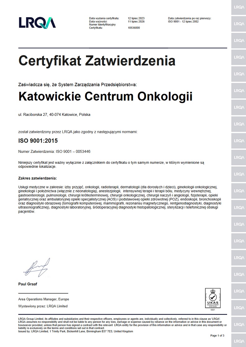 Certyfikat ISO 9001:2015 - str. 1